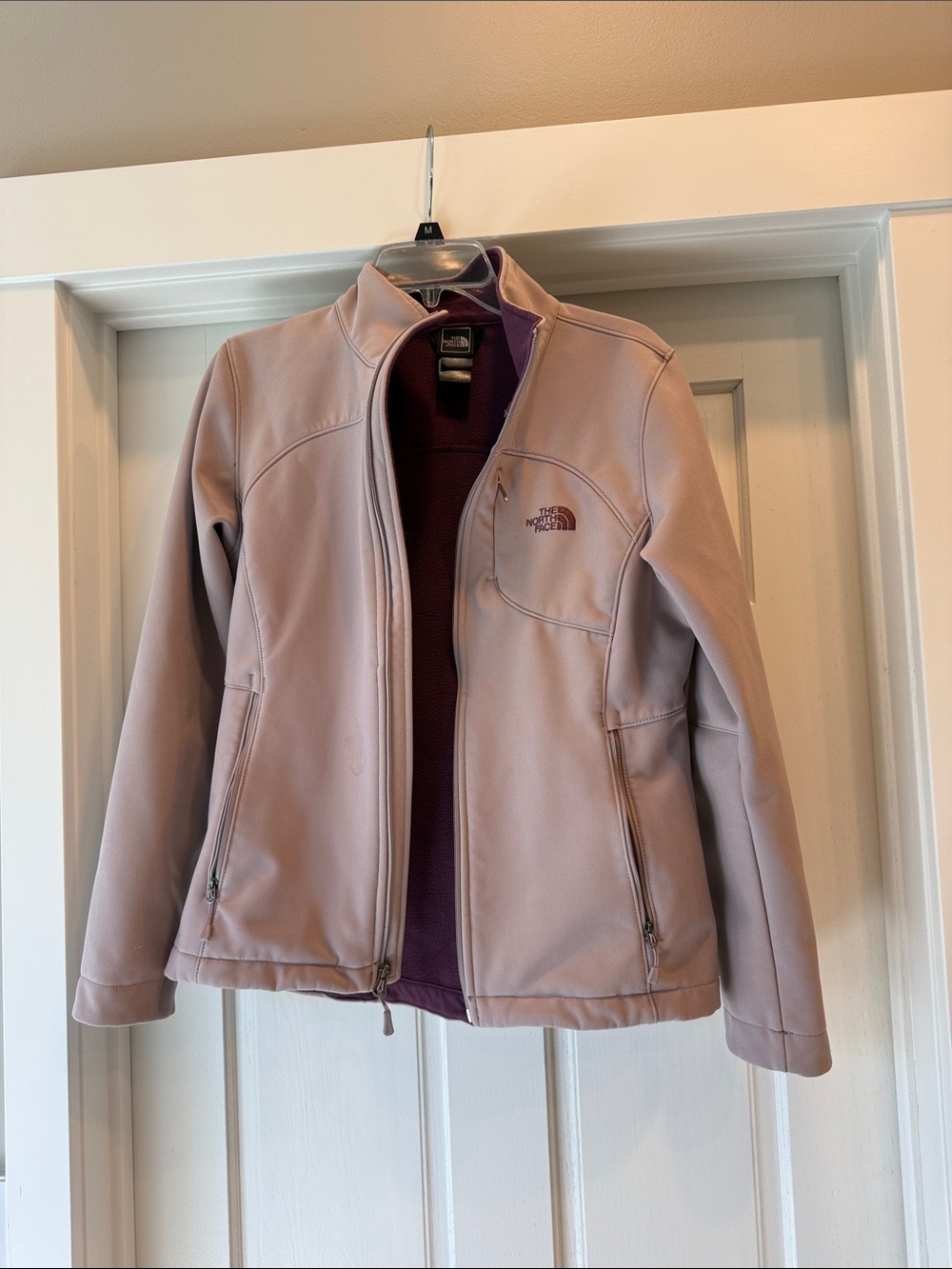 The North Face Women's Light Mauve Softshell Jacket with Plum Lining